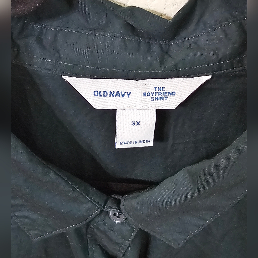 Old Navy Shirt Womens 3X Button Up Long Sleeve The Boyfriend Shirt Top Green - Picture 5 of 9